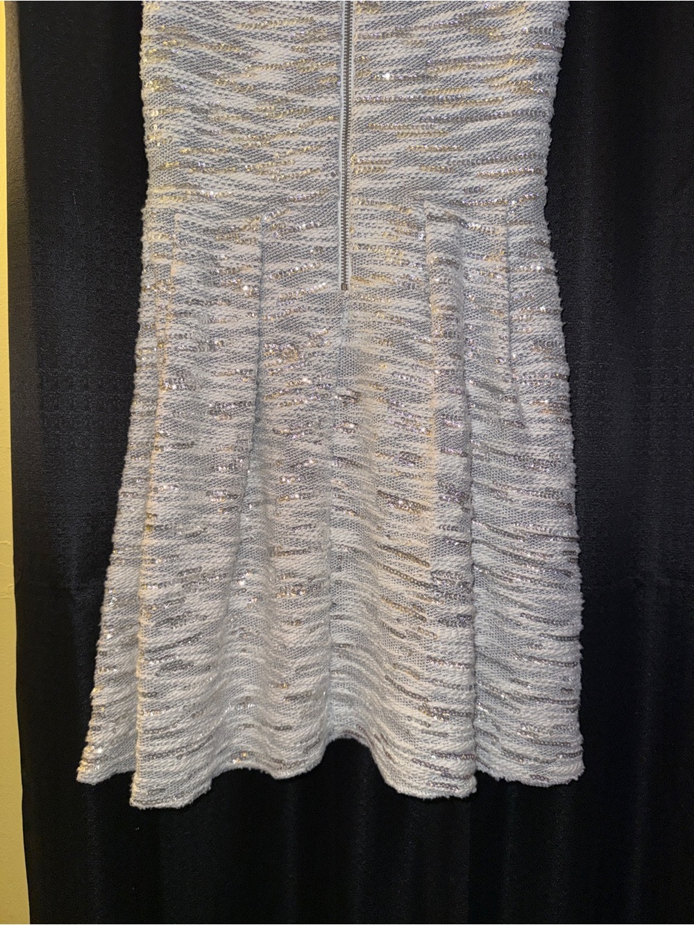 H&M Light Gray and Silver Sparkle Knit Fit-and-Flare Dress - Picture 8 of 11